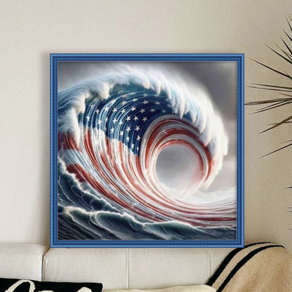 Independence Day Waves - 11CT Stamped Cross Stitch 40*40CM