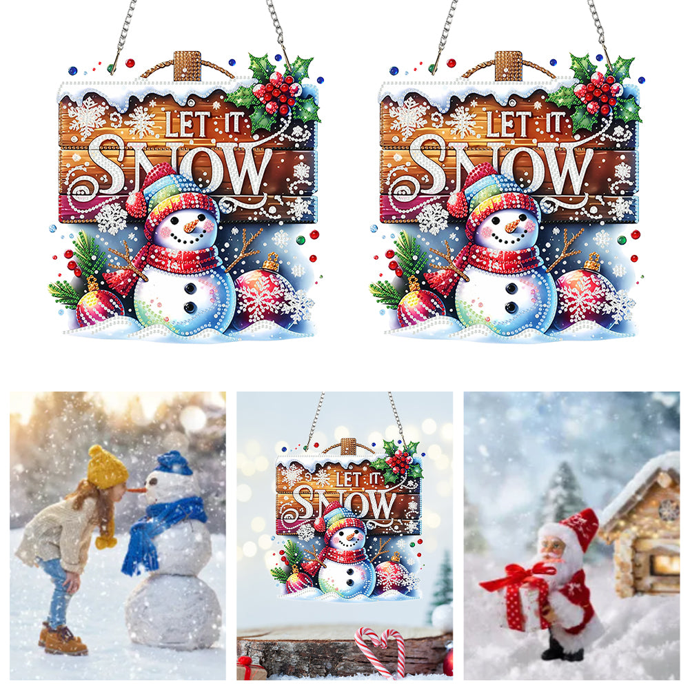 Christmas 2D Flat DIY Hanging Diamond Art Kits Window Hanging Art for Home Decor