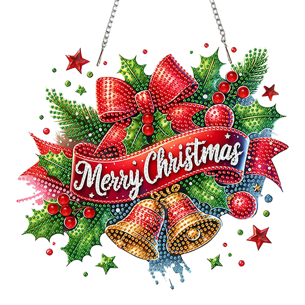 Christmas 2D Flat DIY Hanging Diamond Art Kits Window Hanging Art for Home Decor