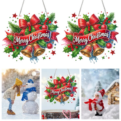 Christmas 2D Flat DIY Hanging Diamond Art Kits Window Hanging Art for Home Decor
