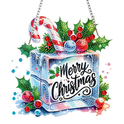 Christmas 2D Flat DIY Hanging Diamond Art Kits Window Hanging Art for Home Decor