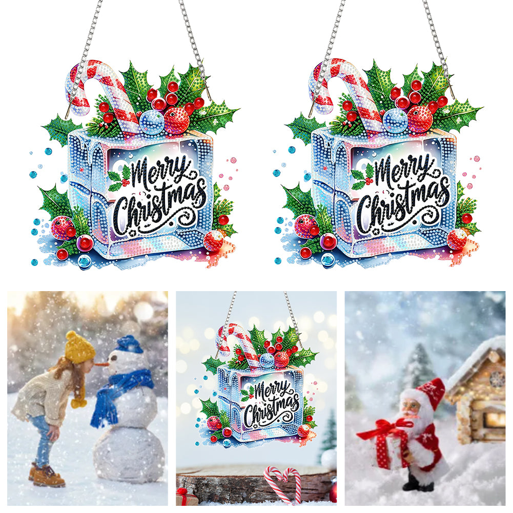 Christmas 2D Flat DIY Hanging Diamond Art Kits Window Hanging Art for Home Decor