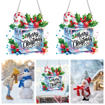 Christmas 2D Flat DIY Hanging Diamond Art Kits Window Hanging Art for Home Decor