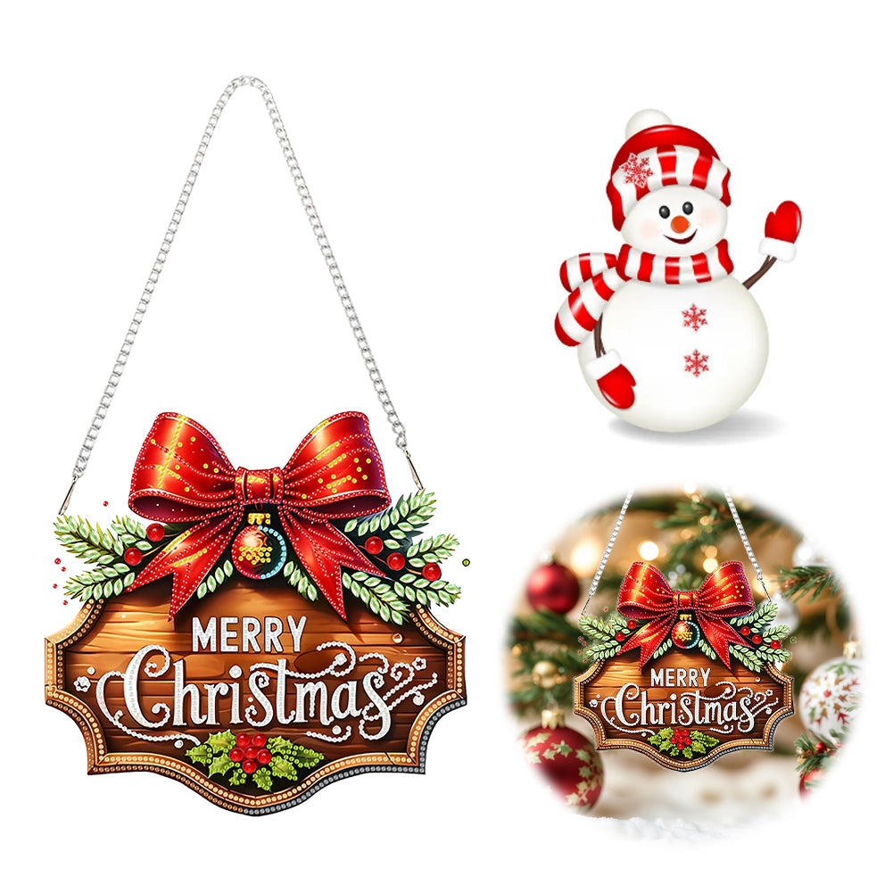 Christmas 2D Flat DIY Hanging Diamond Art Kits Window Hanging Art for Home Decor