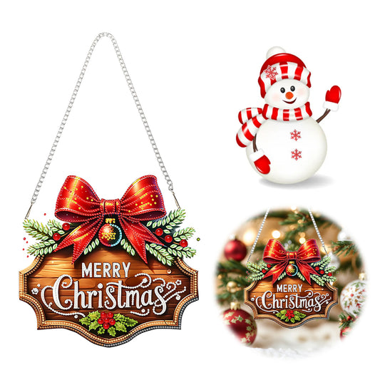Christmas 2D Flat DIY Hanging Diamond Art Kits Window Hanging Art for Home Decor
