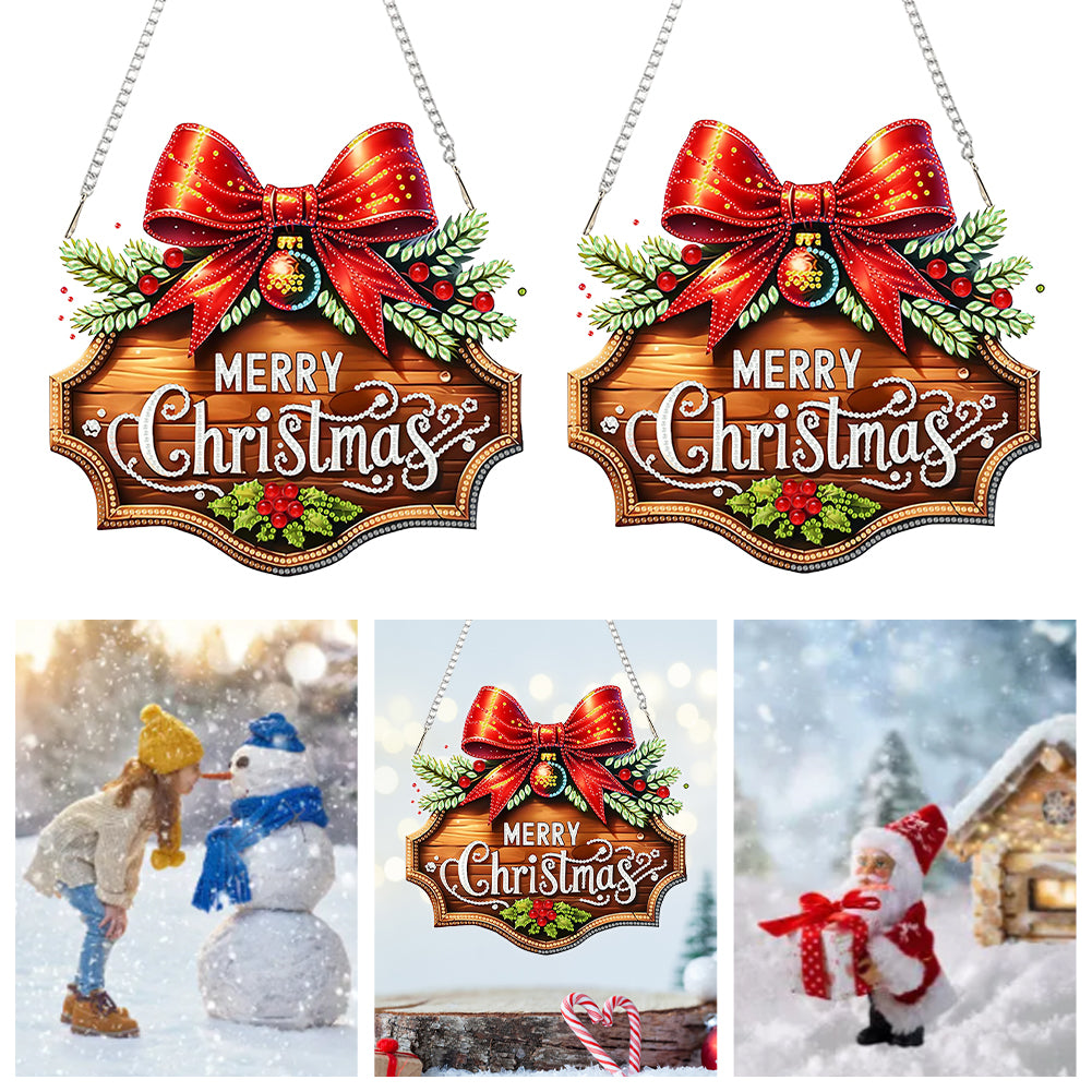 Christmas 2D Flat DIY Hanging Diamond Art Kits Window Hanging Art for Home Decor