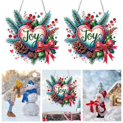 Christmas 2D Flat DIY Hanging Diamond Art Kits Window Hanging Art for Home Decor