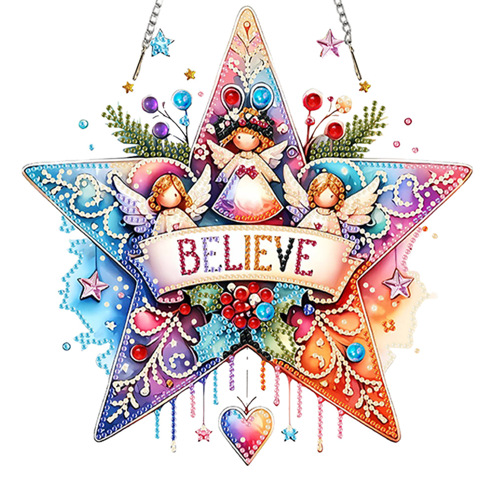 Christmas 2D Flat DIY Hanging Diamond Art Kits Window Hanging Art for Home Decor