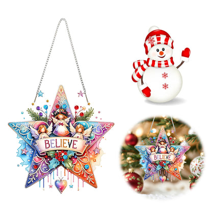 Christmas 2D Flat DIY Hanging Diamond Art Kits Window Hanging Art for Home Decor