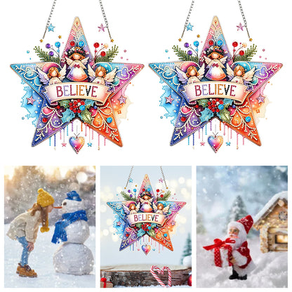 Christmas 2D Flat DIY Hanging Diamond Art Kits Window Hanging Art for Home Decor