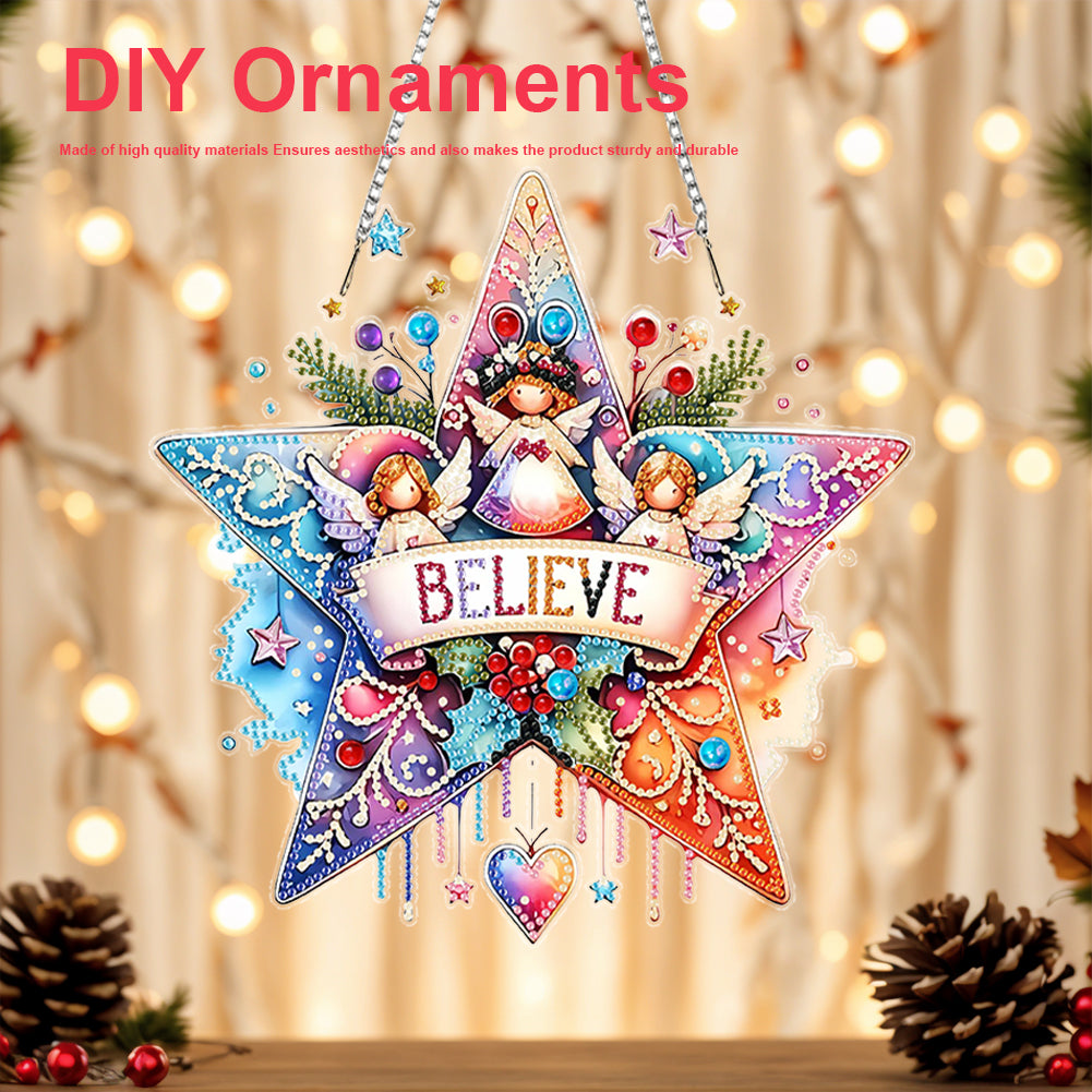 Christmas 2D Flat DIY Hanging Diamond Art Kits Window Hanging Art for Home Decor