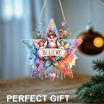 Christmas 2D Flat DIY Hanging Diamond Art Kits Window Hanging Art for Home Decor