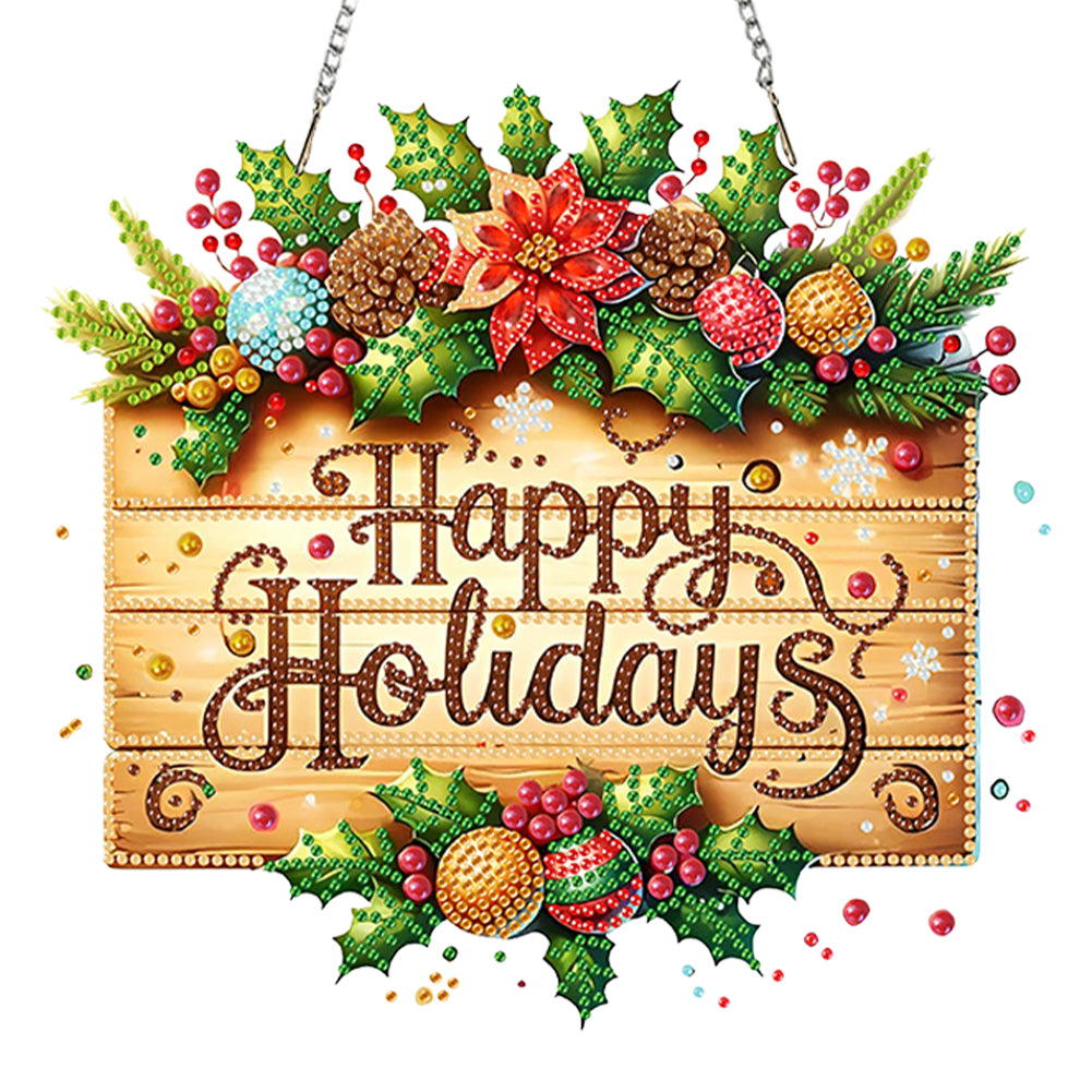 Christmas 2D Flat DIY Hanging Diamond Art Kits Window Hanging Art for Home Decor