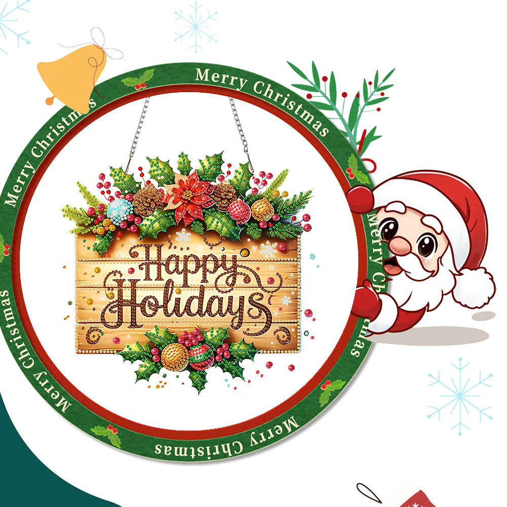 Christmas 2D Flat DIY Hanging Diamond Art Kits Window Hanging Art for Home Decor