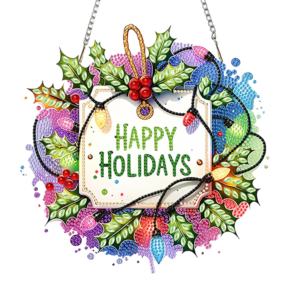 Christmas 2D Flat DIY Hanging Diamond Art Kits Window Hanging Art for Home Decor