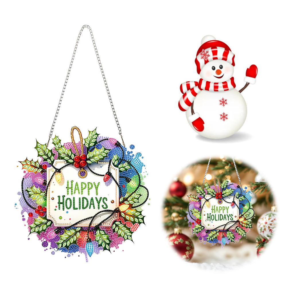 Christmas 2D Flat DIY Hanging Diamond Art Kits Window Hanging Art for Home Decor