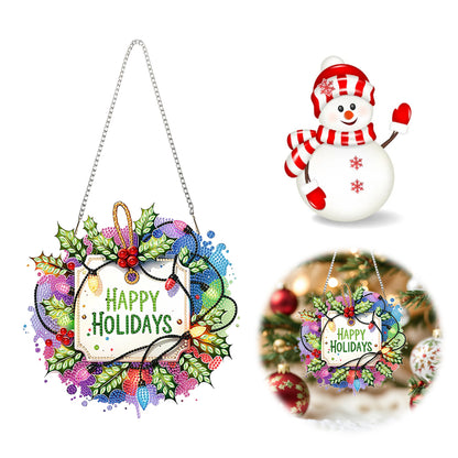 Christmas 2D Flat DIY Hanging Diamond Art Kits Window Hanging Art for Home Decor