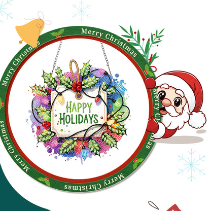 Christmas 2D Flat DIY Hanging Diamond Art Kits Window Hanging Art for Home Decor