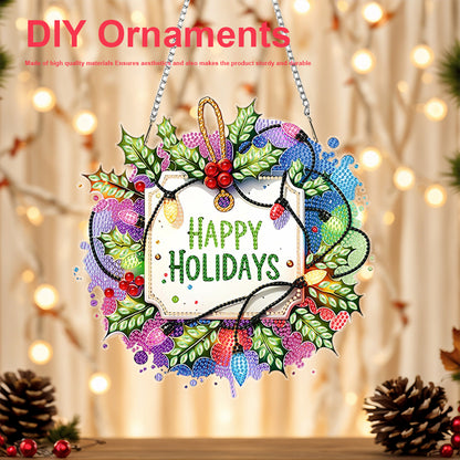 Christmas 2D Flat DIY Hanging Diamond Art Kits Window Hanging Art for Home Decor