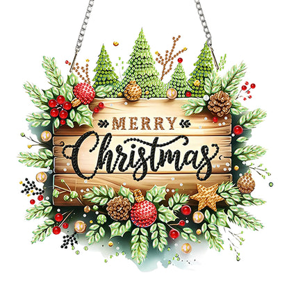 Christmas 2D Flat DIY Hanging Diamond Art Kits Window Hanging Art for Home Decor