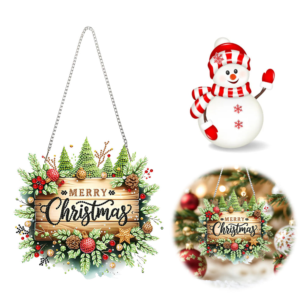 Christmas 2D Flat DIY Hanging Diamond Art Kits Window Hanging Art for Home Decor