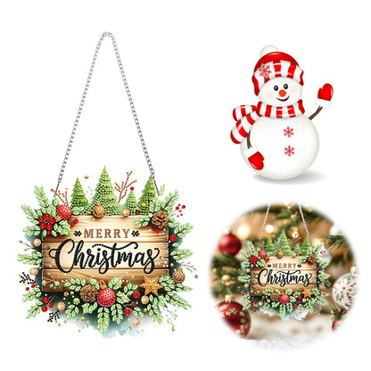 Christmas 2D Flat DIY Hanging Diamond Art Kits Window Hanging Art for Home Decor