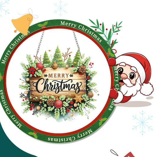 Christmas 2D Flat DIY Hanging Diamond Art Kits Window Hanging Art for Home Decor