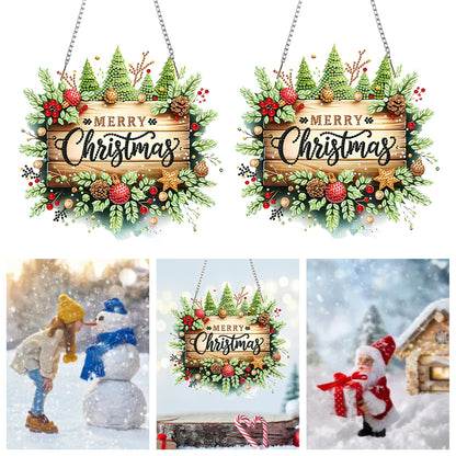 Christmas 2D Flat DIY Hanging Diamond Art Kits Window Hanging Art for Home Decor