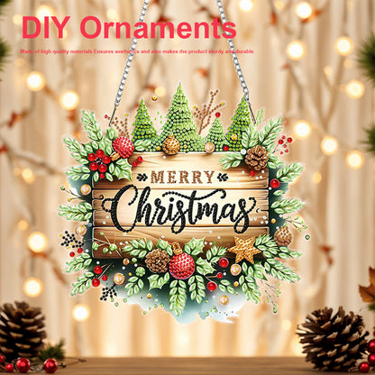 Christmas 2D Flat DIY Hanging Diamond Art Kits Window Hanging Art for Home Decor