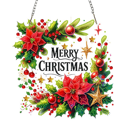 Christmas 2D Flat DIY Hanging Diamond Art Kits Window Hanging Art for Home Decor