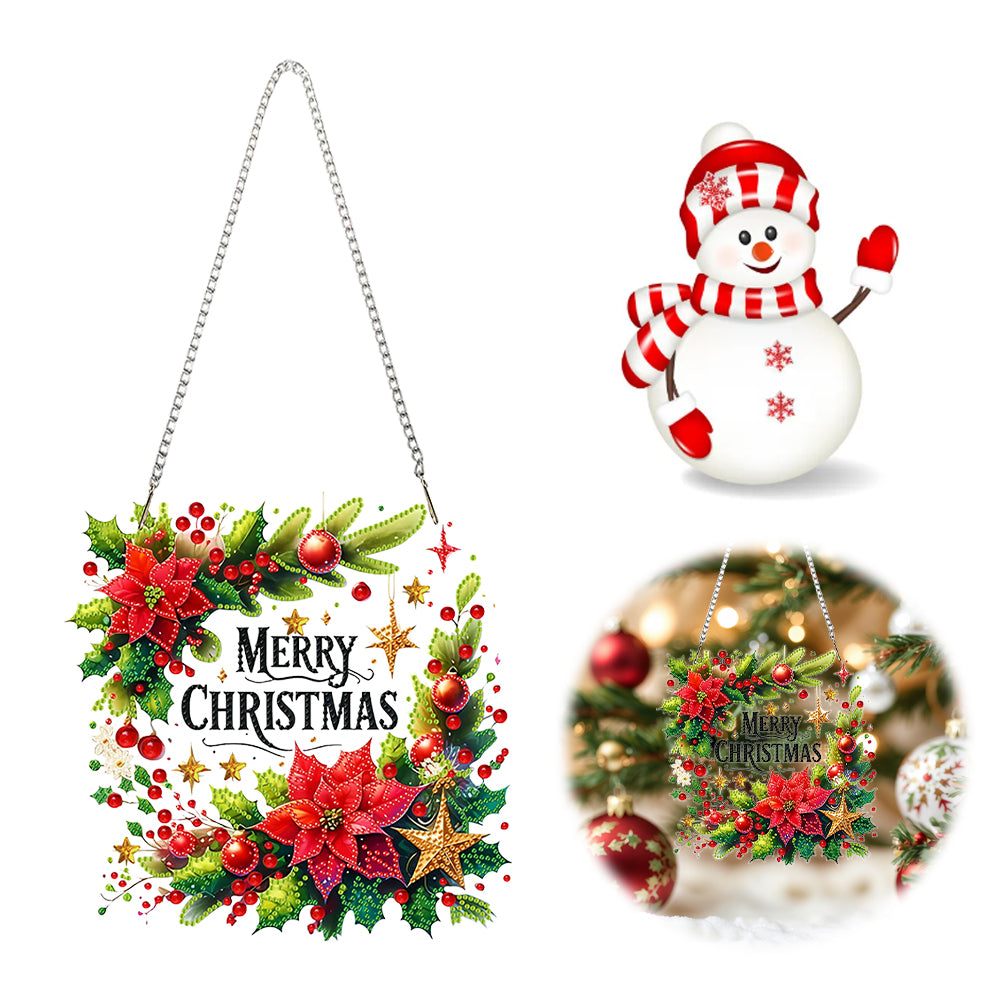 Christmas 2D Flat DIY Hanging Diamond Art Kits Window Hanging Art for Home Decor