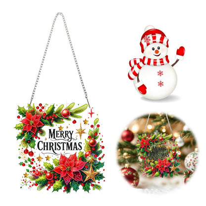 Christmas 2D Flat DIY Hanging Diamond Art Kits Window Hanging Art for Home Decor