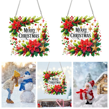 Christmas 2D Flat DIY Hanging Diamond Art Kits Window Hanging Art for Home Decor