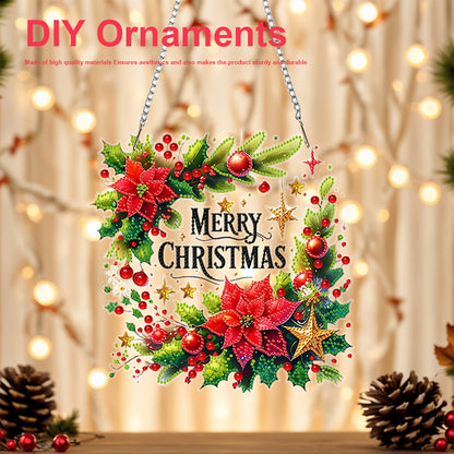 Christmas 2D Flat DIY Hanging Diamond Art Kits Window Hanging Art for Home Decor