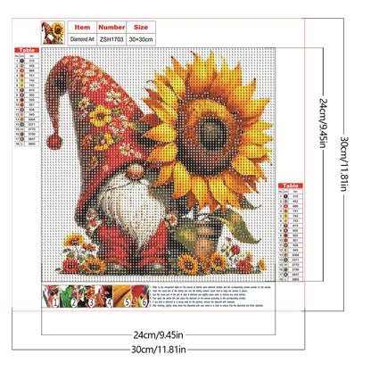 Sunflower Gnome - Full Round Drill Diamond Painting 30*30CM