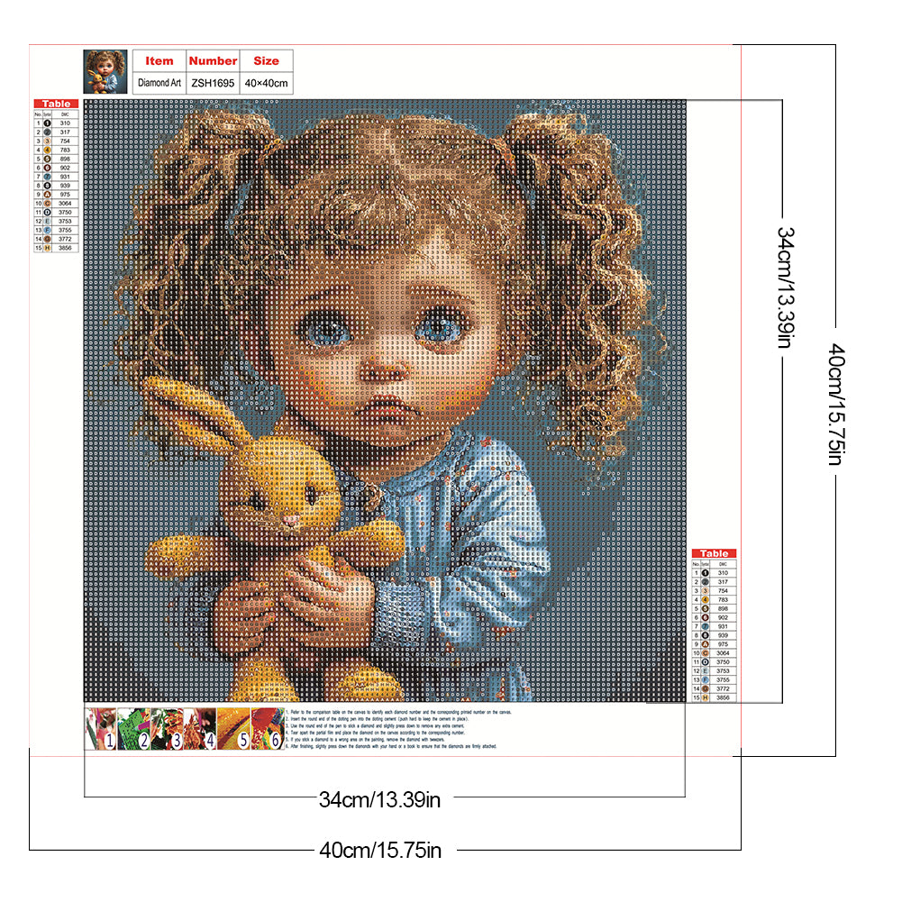 Cute Girl - Full Round Drill Diamond Painting 40*40CM