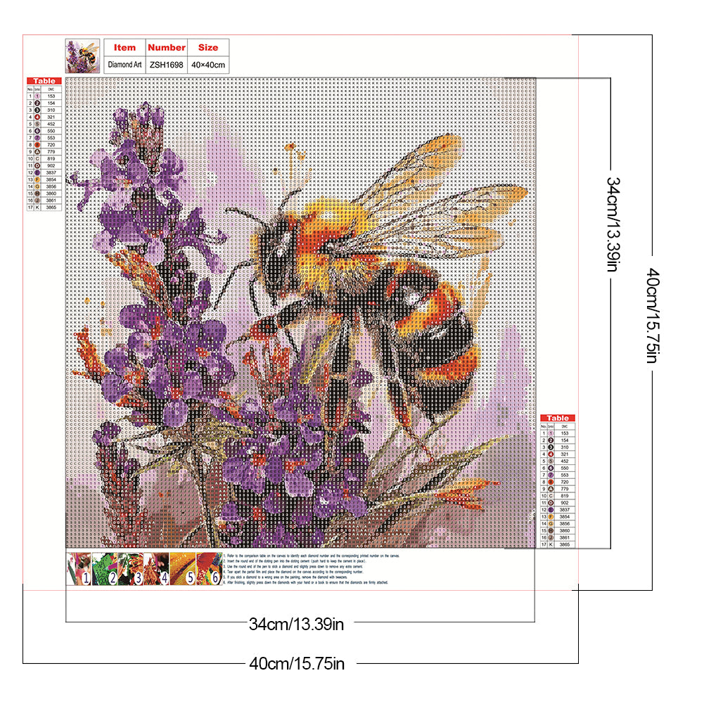 Bee Flower - Full Round Drill Diamond Painting 40*40CM