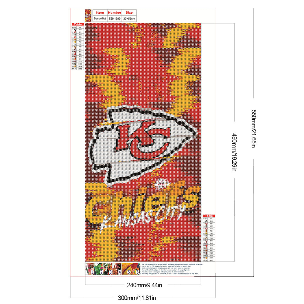 Kansas City Chiefs - Full Round Drill Diamond Painting 30*55CM