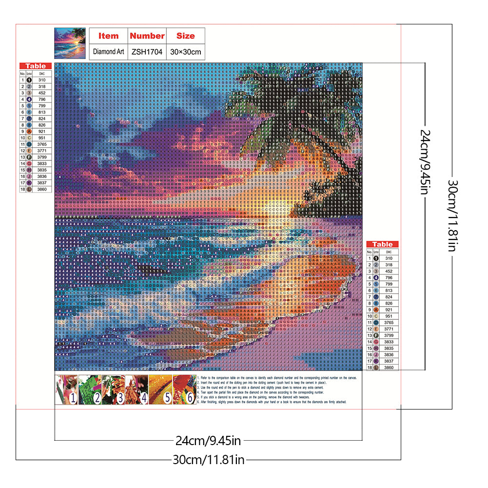 Beach By The Sea - Full Round Drill Diamond Painting 30*30CM