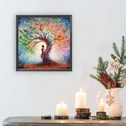 Tree And Girl - Special Shaped Drill Diamond Painting 30*30CM