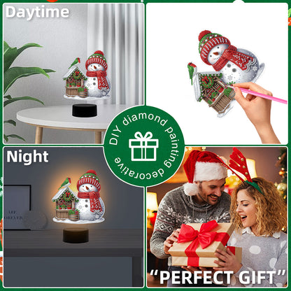 Acrylic Double Sided Xmas Snowman Decorative DIY 5D Diamond Lamp for Art Crafts