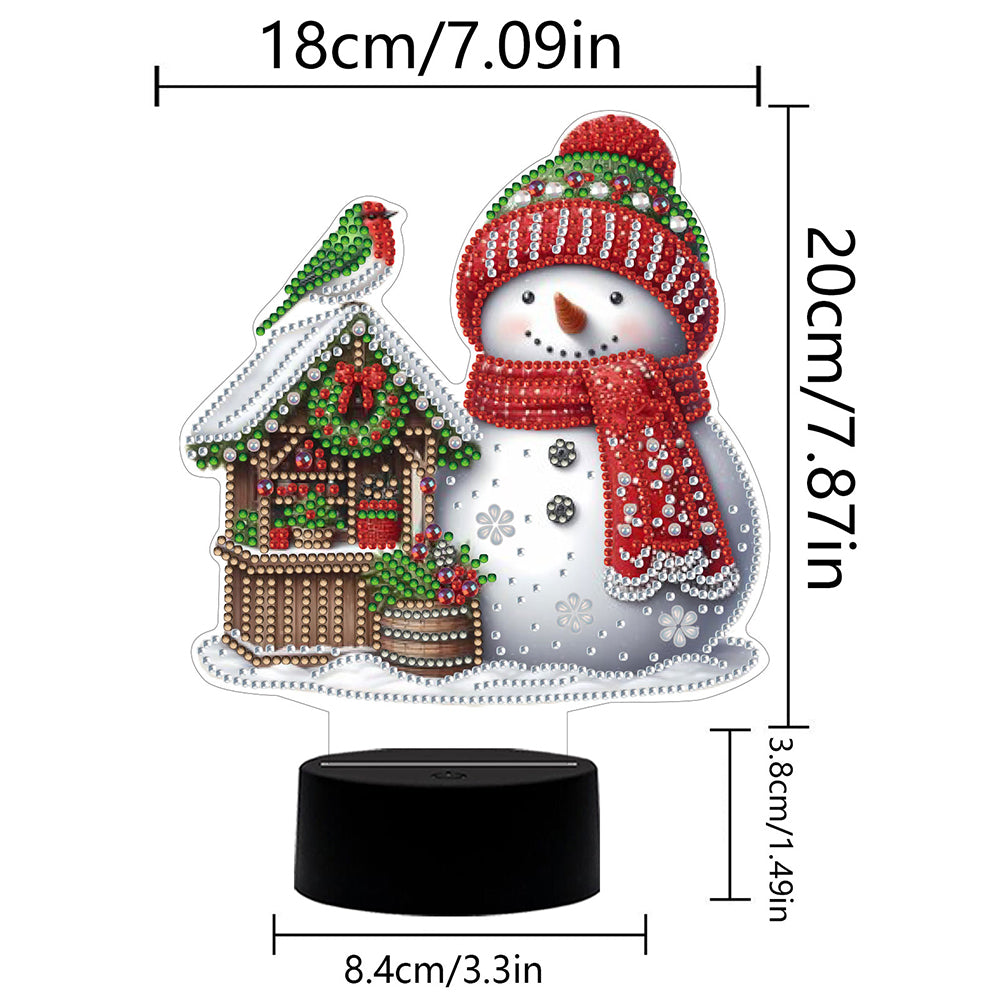 Acrylic Double Sided Xmas Snowman Decorative DIY 5D Diamond Lamp for Art Crafts