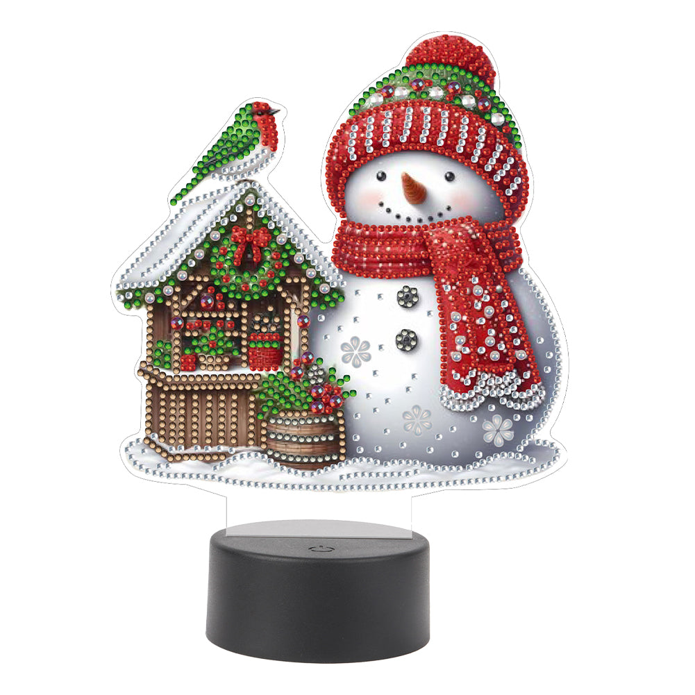 Acrylic Double Sided Xmas Snowman Decorative DIY 5D Diamond Lamp for Art Crafts