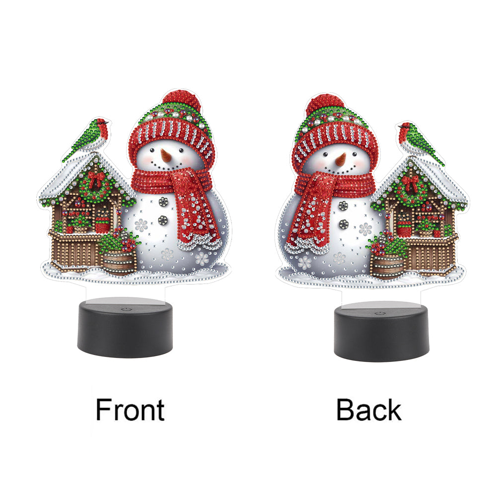 Acrylic Double Sided Xmas Snowman Decorative DIY 5D Diamond Lamp for Art Crafts