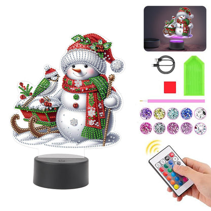 Acrylic Double Sided Xmas Snowman Decorative DIY 5D Diamond Lamp for Art Crafts