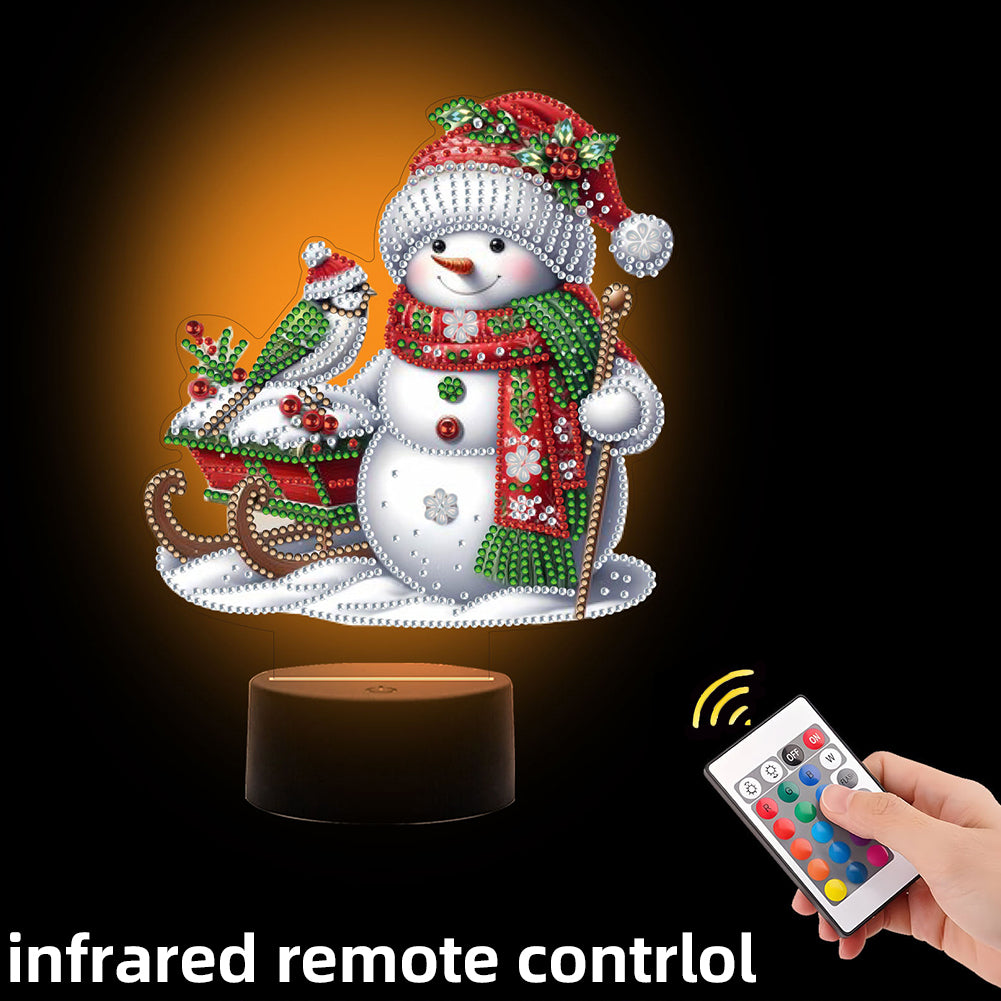 Acrylic Double Sided Xmas Snowman Decorative DIY 5D Diamond Lamp for Art Crafts