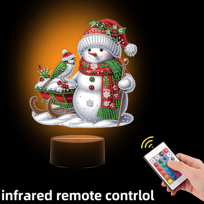 Acrylic Double Sided Xmas Snowman Decorative DIY 5D Diamond Lamp for Art Crafts