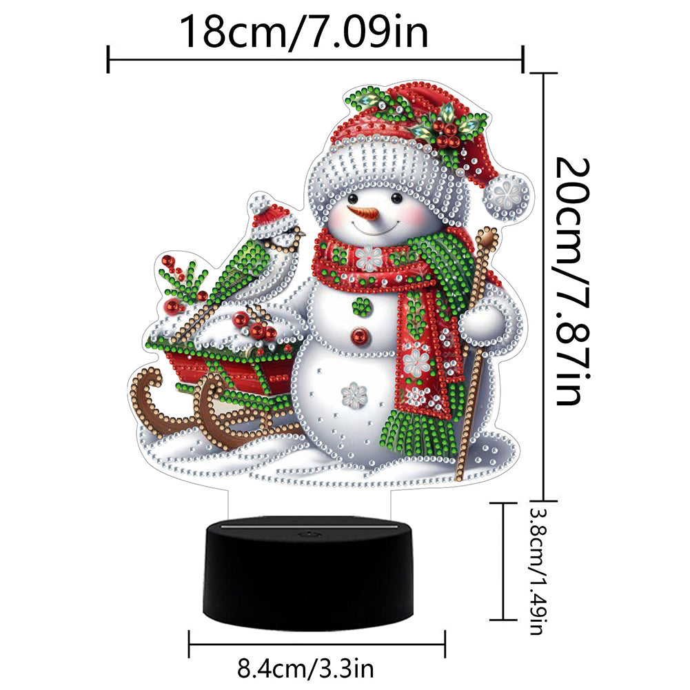 Acrylic Double Sided Xmas Snowman Decorative DIY 5D Diamond Lamp for Art Crafts