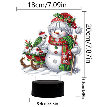 Acrylic Double Sided Xmas Snowman Decorative DIY 5D Diamond Lamp for Art Crafts
