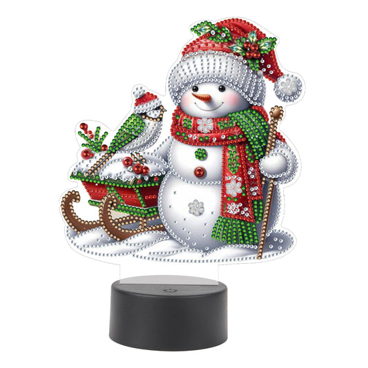 Acrylic Double Sided Xmas Snowman Decorative DIY 5D Diamond Lamp for Art Crafts